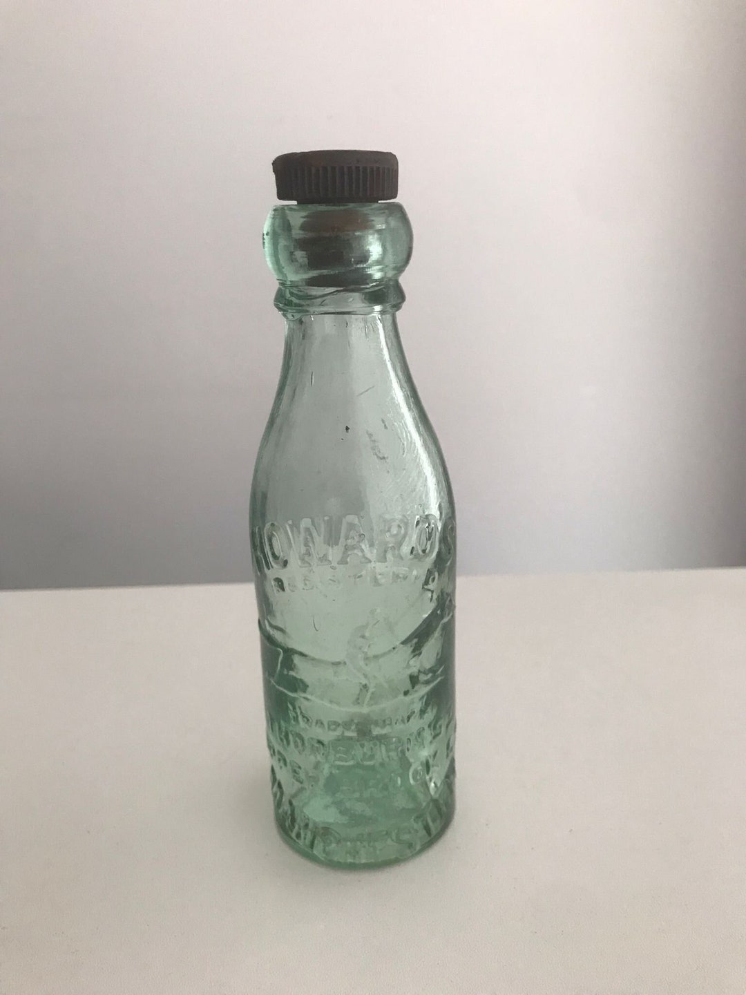 Antique Beer Bottle, Victorian Glass Bottle, Green Glass, Collectible