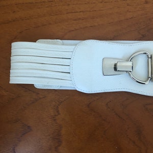 Vintage stretch belt, waist cincher, stretch white waspie, cummerbund style clincher, 01220200 image 6