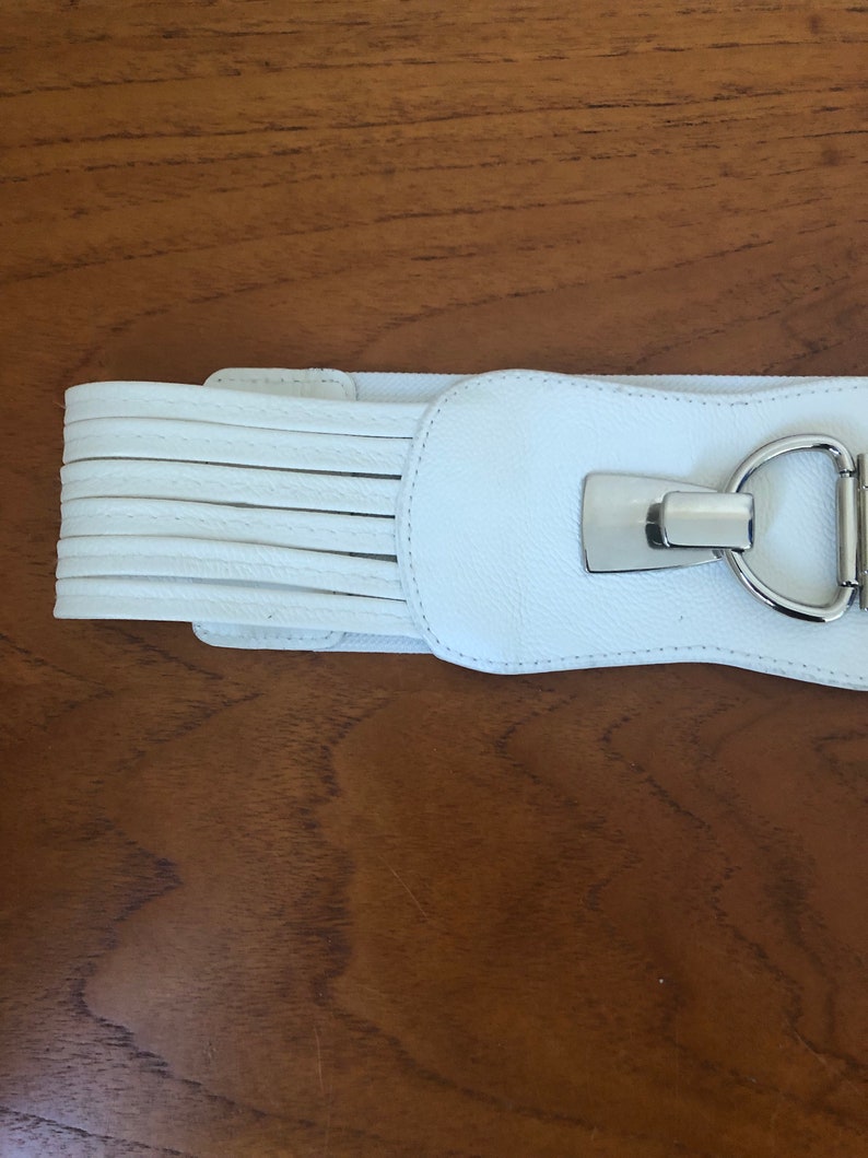 Vintage stretch belt, waist cincher, stretch white waspie, cummerbund style clincher, 01220200 image 6