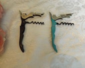 Lot of 2 for choice TrueTap Corkscrews, wine bottle openers with knife. black , blue Gift idea