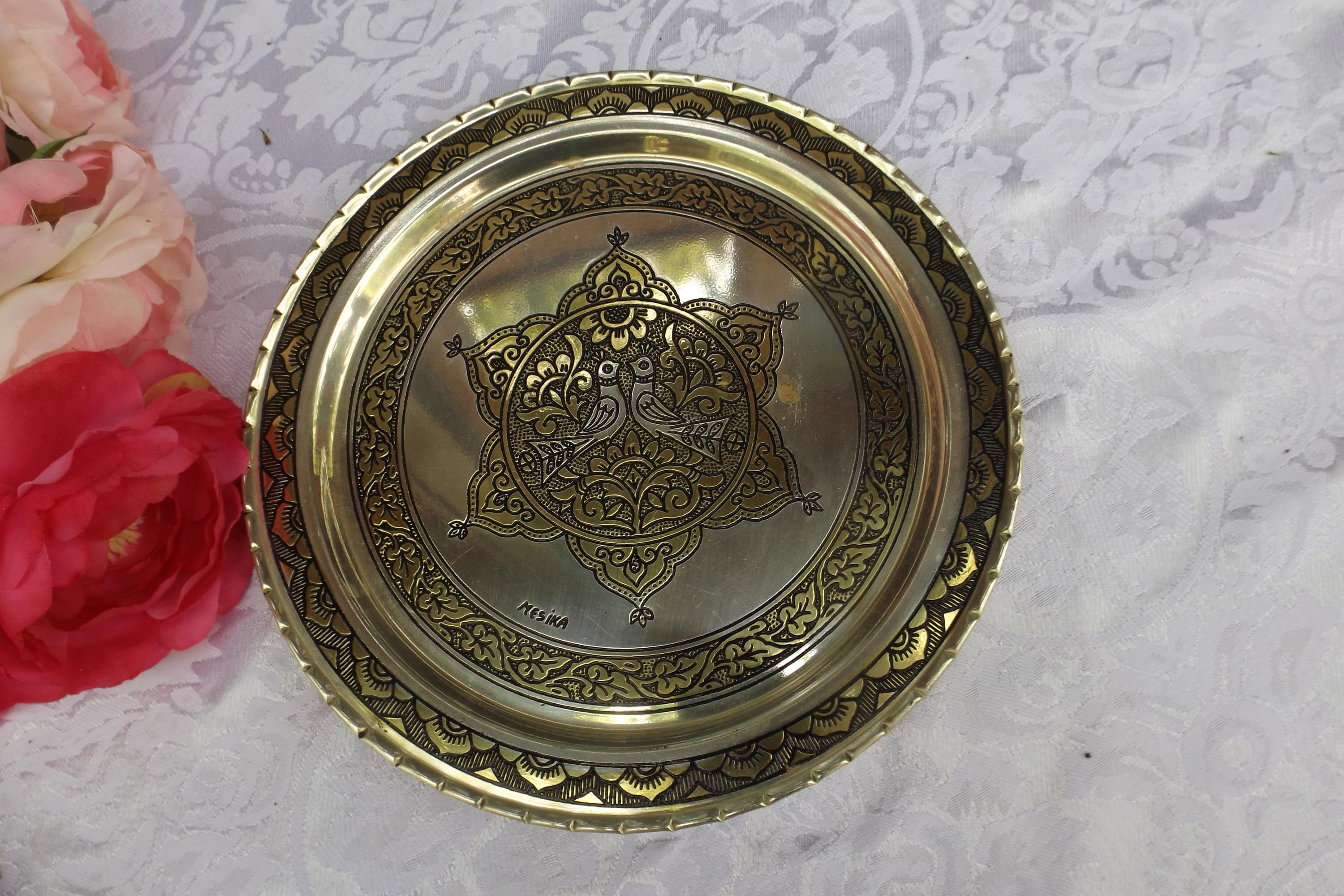 Brass plated copper Jewish Israeli wall plate by MESIKA Etsy