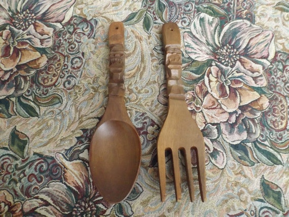 Unique Wooden Wall Decoration Cutlery Large Decorative Carved Etsy