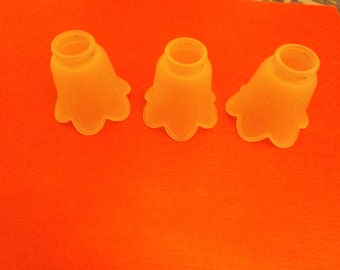 Vintage clear frosted glass lamp parts , lamp parts, set lot of 3 tulip lamp shades.Electric lamp part. Lamp project