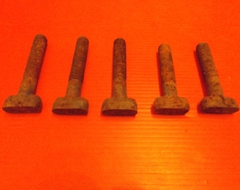 Lot 5 screw bolts Antique metal  parts for men cave Industrial Repair shop metal art  supplies
