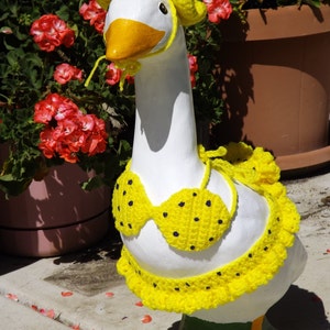 Goose Bikinis/Sweaters for 1929 Ceramic / Cement Goose Yellow Polka Dot