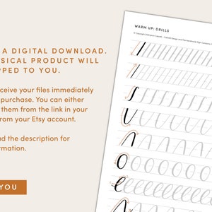 Modern Calligraphy Lettering Workbook Practice Sheets Digital Download With Drills, Lowercase & Uppercase PLUS Jpegs for Procreate image 3