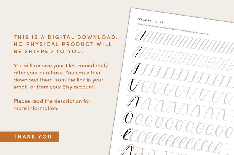 Modern Calligraphy Lettering Workbook Practice Sheets Digital Download With Drills, Lowercase & Uppercase PLUS Jpegs for Procreate image 3