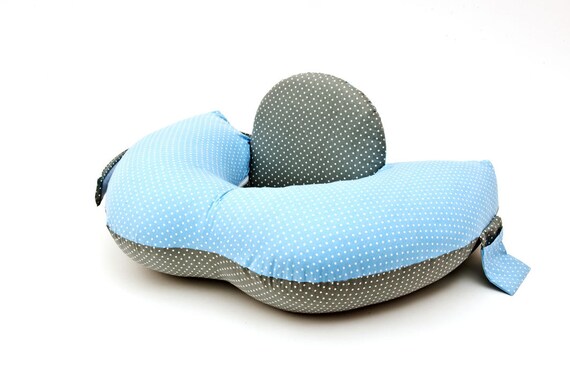 Breastfeeding Pillow For Twins In Light Blue And Grey Etsy