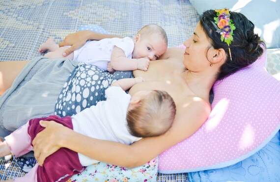 Twins Nursing Pillow With Complete Back Support In Light Blue Etsy