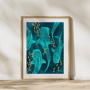 Ebb & Flow Whale Shark Poster Print - Museum Quality, Gentle Giant Art for Home and Office Decor