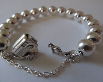 Sterling Silver Bracelet for the Equestrian, with Signed by the Artist, Unique Horse Trailer Clasp