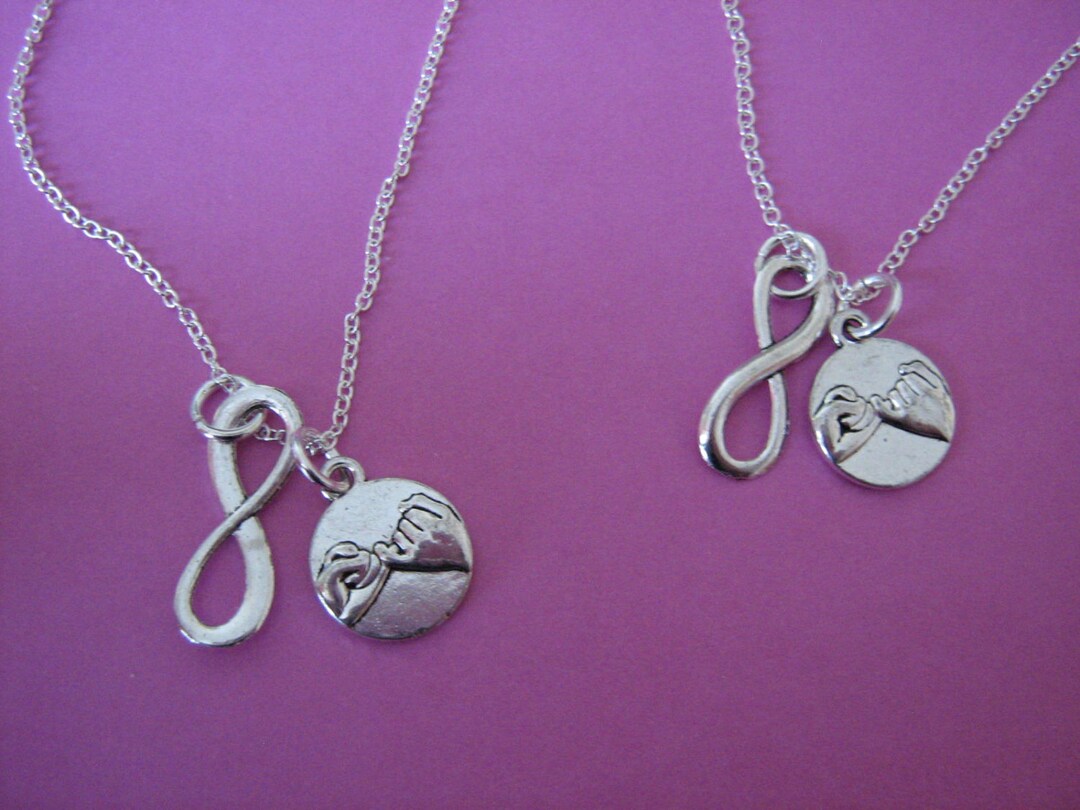 Best Friend Necklaces Pinky Promise Infinity Charms X 2 Etsy