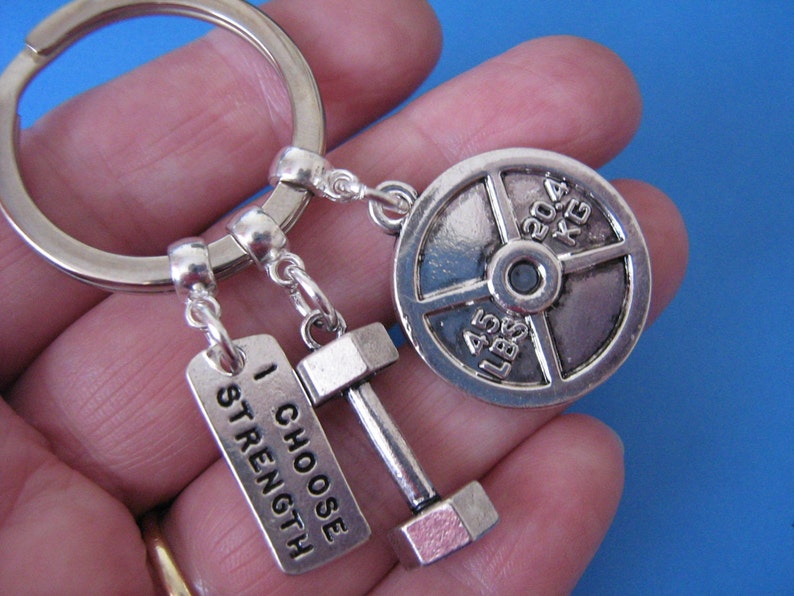 Weight Lifting Keychain Weights Dumbbell Barbell Strength Etsy