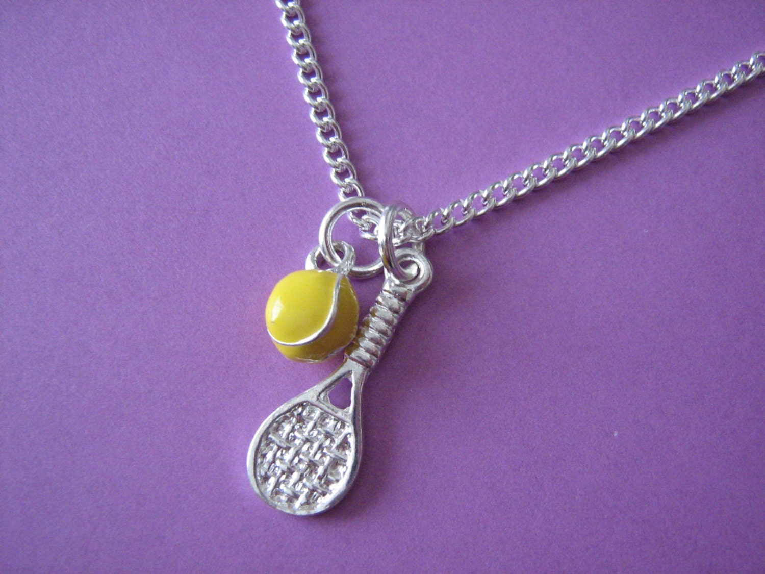 Tennis Necklace Tennis Racket Racquet Tennis Ball Charm Etsy