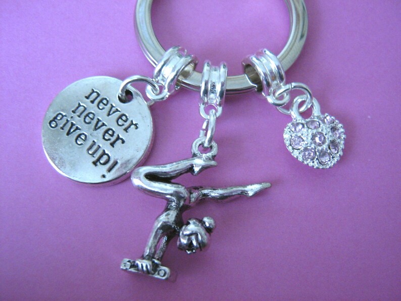 Gymnastics Keyring Gymnastic Keychain Never Give Up Gymnastic Etsy