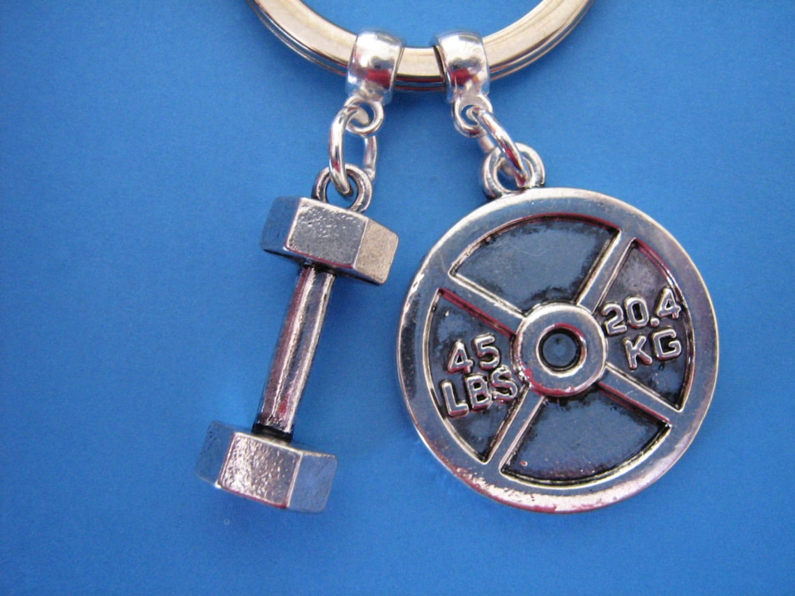 Weight Lifting Keychain Weights Dumbbell Barbell Strength Etsy