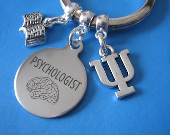 Psychologist Keychain with Psychology Symbol Charm, Graduation Gift