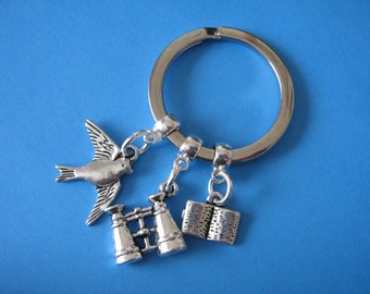 Bird Watching Keyring Birdwatcher Keychain Bird Twitcher Binoculars Charm