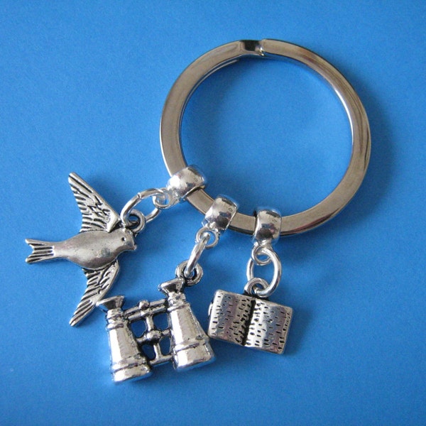 Bird Watching Keyring Birdwatcher Keychain Bird Twitcher Binoculars Charm