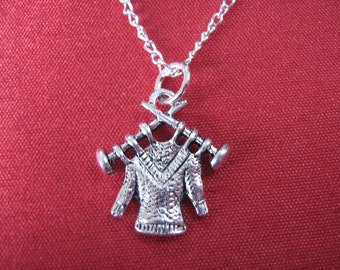 Knitting Necklace, Knit, Purl Charm, Gift for a Knitter Secret Santa