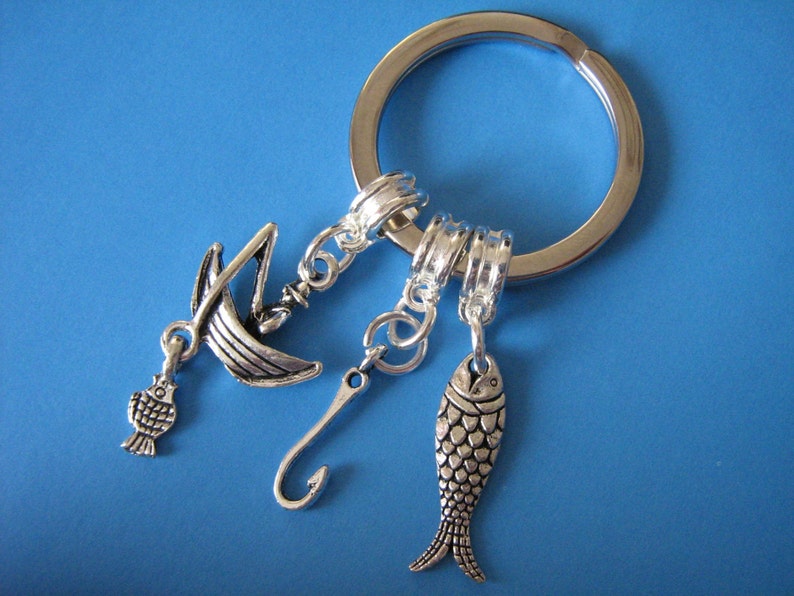 Fishing Keychain Fishing Keyring Gift Fish Hook Keyring Etsy