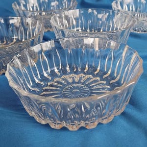 Vintage Glass Dessert Dishes Set of 5 Bowls Snack Dishes / Flower Design Decorative Tableware Home Decor Catch-all Bowls