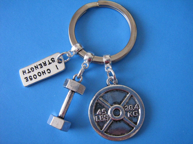 Weight Lifting Keychain Weights Dumbbell Barbell Strength Etsy