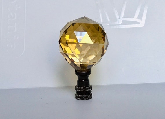 SMALL LAMP FINIAL-STUNNING 24% LEAD CRYSTAL LAMP FINIAL**BRASS BASE** 