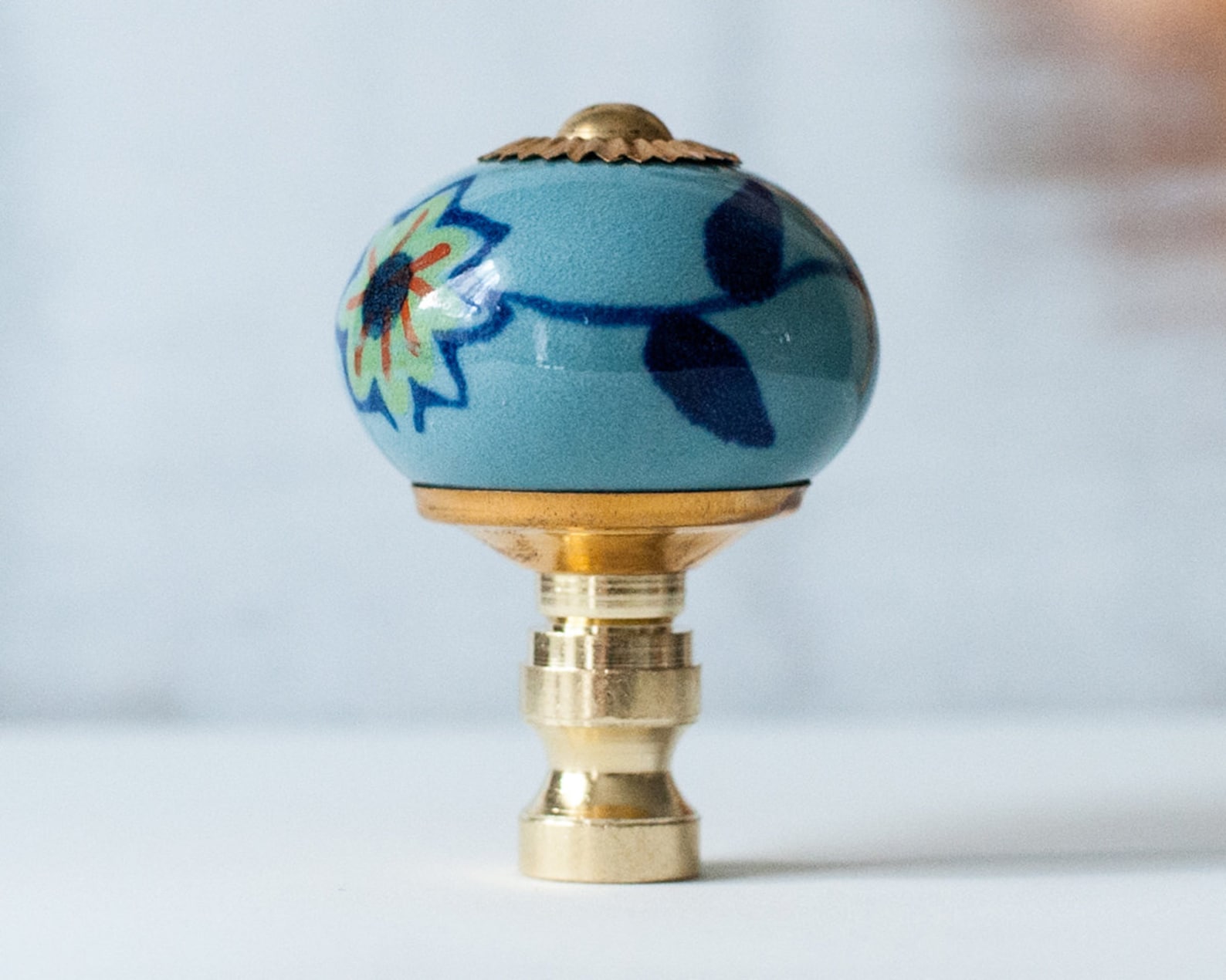 Set of 2 Porcelain Lamp Shade Finials Shade Toppers Etsy