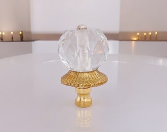 Gold Crystal Lamp Shade Finials. Harp Toppers, Set of 2