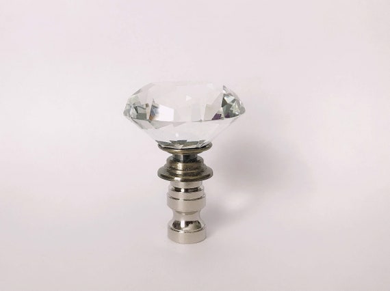 Set of 2 Glass Crystal Diamond Lamp Shade Finial - Lamp Shade Toppers - 2-1/8" Tall