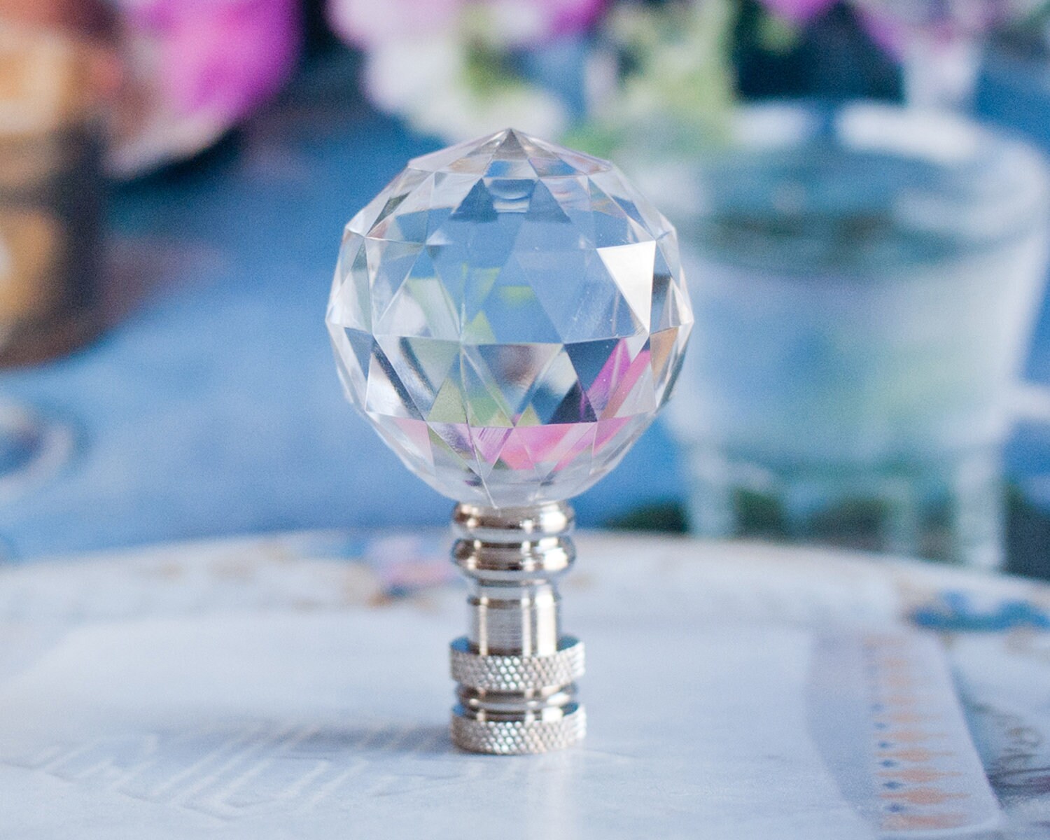 Acrylic Crystal Ball Lamp Shade Finial Etsy