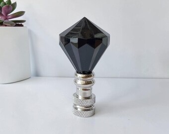 Black Acrylic Diamond Lamp Shade Finials,  2” Tall, Set of 2