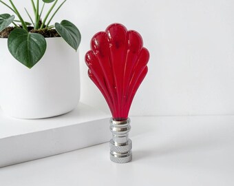 Red Acrylic Shell Lamp Shade Finials,  2” Tall, Set of 2