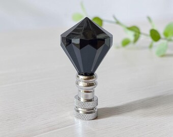 Black Acrylic Diamond Lamp Shade Finials,  2” Tall, Set of 2