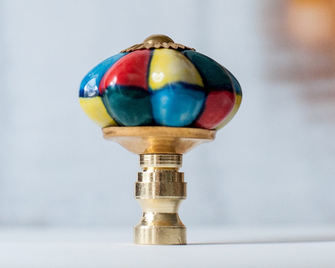 One of Porcelain Lamp Shade Finial Shade Topper Etsy