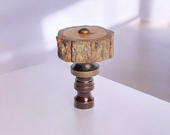 Lampenschirmknöpfe aus Holzscheiben, rustikale Natur-Aufsätze, 5 cm hoch, 2er-Set