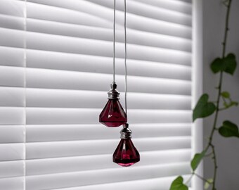 Red - Set of 2 Acrylic Crystal Diamond Window Blinds Shade Pulls Window Decoration