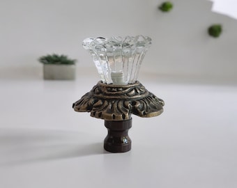 One of Dark Bronze Umbrella / Glass Lamp Shade Finials, Harp Topper