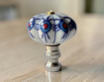 Porcelain Floral Lamp Shade Finials,  2-1/4” Tall, Set of 2