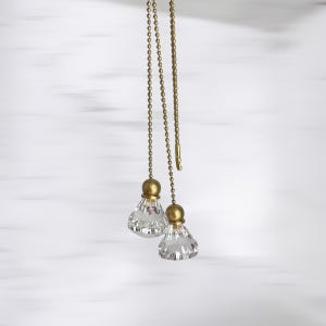 2er Set Acryl Kristall Diamant Decken Beleuchtung Ventilator Ziehkette - Deckenanhänger