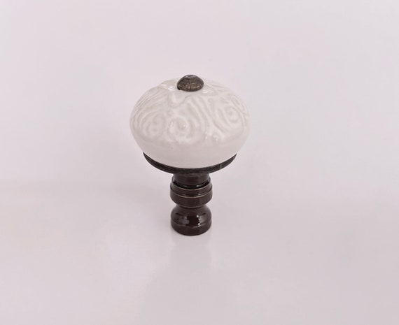 Set of 2 Gorgeous Porcelain Lamp Shade Finials, Harp Toppers - 2" Tall - Fit Standard Harp Threads