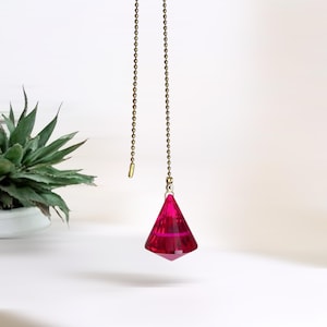 Set van 2 glazen kristallen diamant plafondverlichting ventilator pull - kraalketting verlichting ventilator pull- fuscia