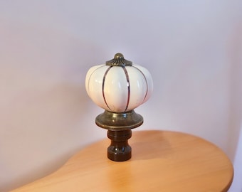 Porcelain Lamp Shade Finials, White Pumpkin Shape, Set of 2