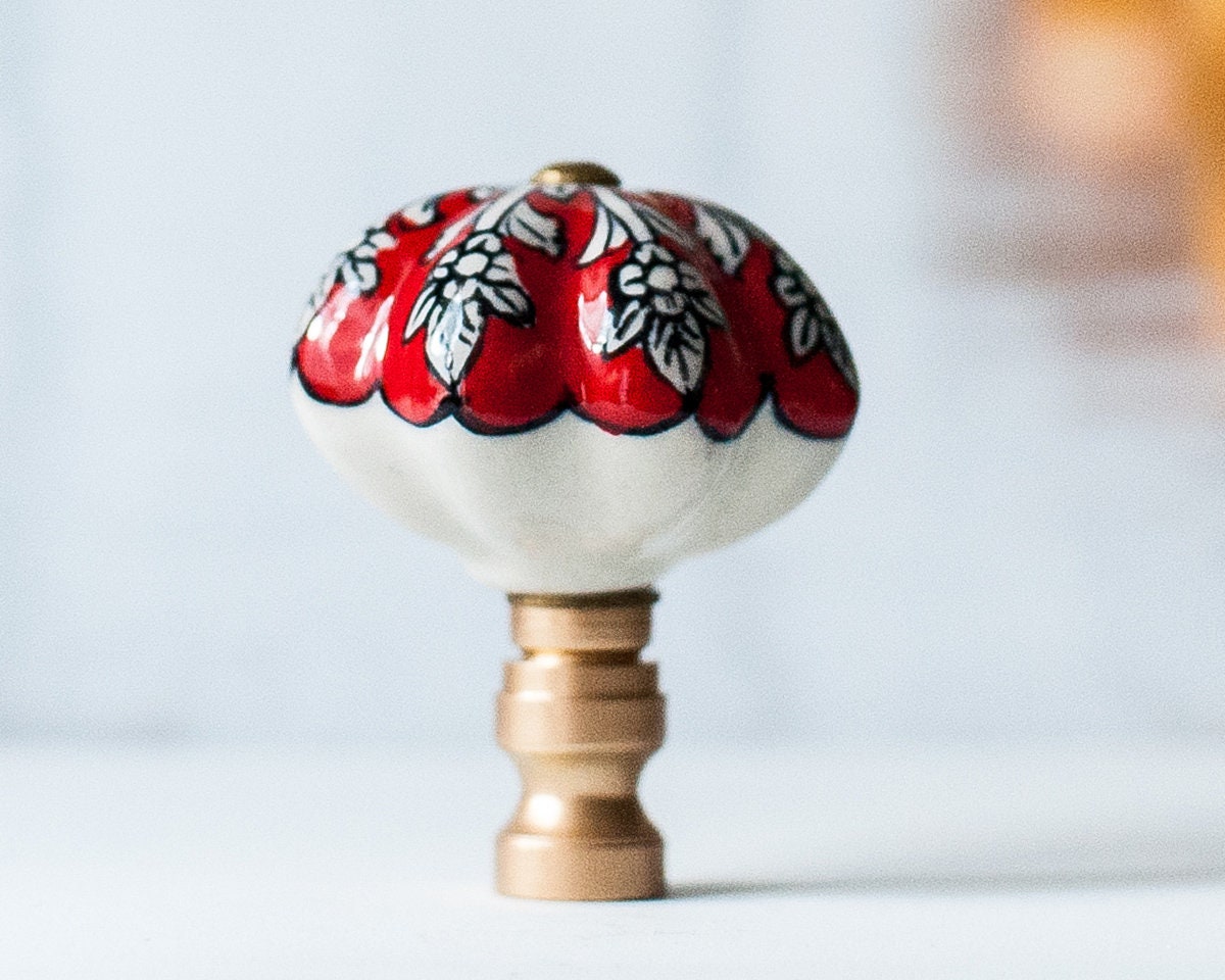 Set of 2 Porcelain Lamp Shade Finial Shade Topper Etsy