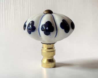 Porcelain Floral Lamp Shade Finials,  2-1/4” Tall, Set of 2