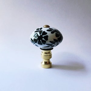 Set of 2 Gorgeous Porcelain Lamp Shade Finials, Harp Toppers - 2.25" Tall - Fit Standard Harp Threads