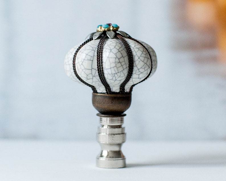 One of Porcelain Lamp Shade Finial Shade Topper Etsy