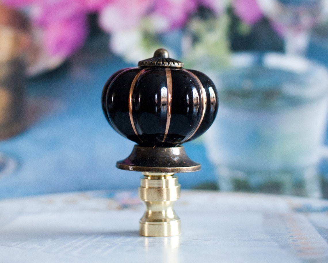 Set of 2 Porcelain Lamp Shade Finials Harp Toppers Etsy