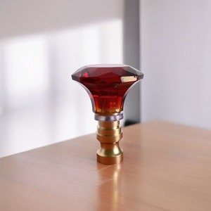 Paralume in vetro rosso a forma di diamante, alto 5 cm, set da 2